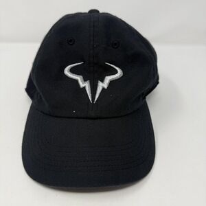 Nike Rafa Bull Hat Cap Strap Back Black Dri-FIT Heritage86 Mens Tennis Logo